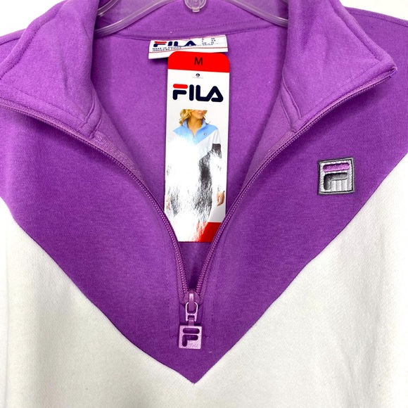 FILA 1/4 Zip Pullover Sweatshirt Lavender Grey - Picture 3 of 5